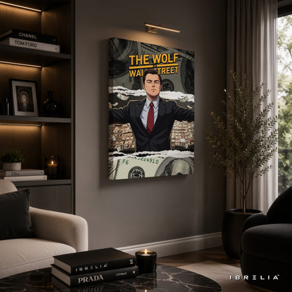 The Wolf of Wall Street Jordan Belfort Canvas Wall Art – Premium Money & Success Movie Decor | IBRELIA™