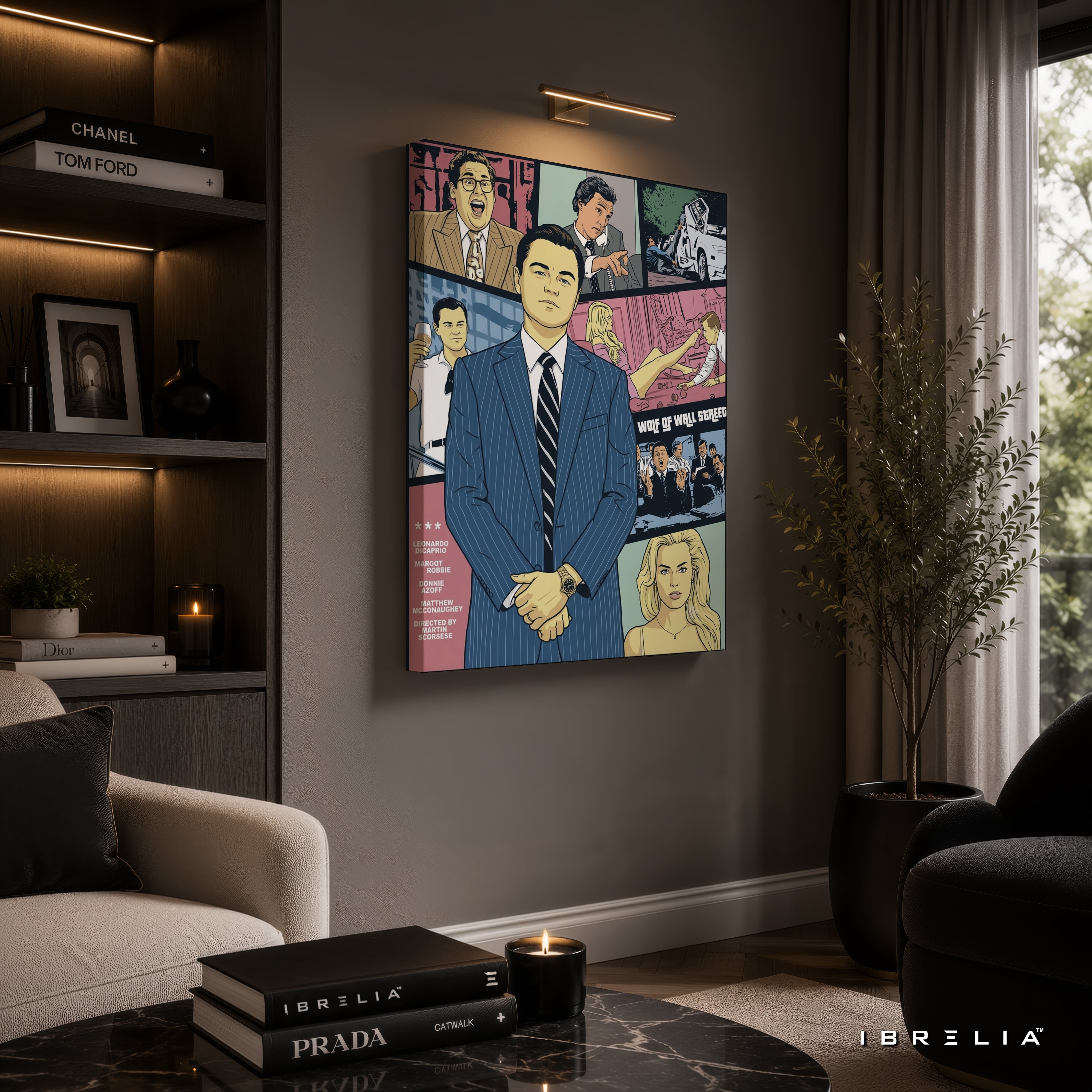 The Wolf of Wall Street Vintage Comic Poster Premium Canvas Wall Art – Jordan Belfort Movie Decor | IBRELIA™