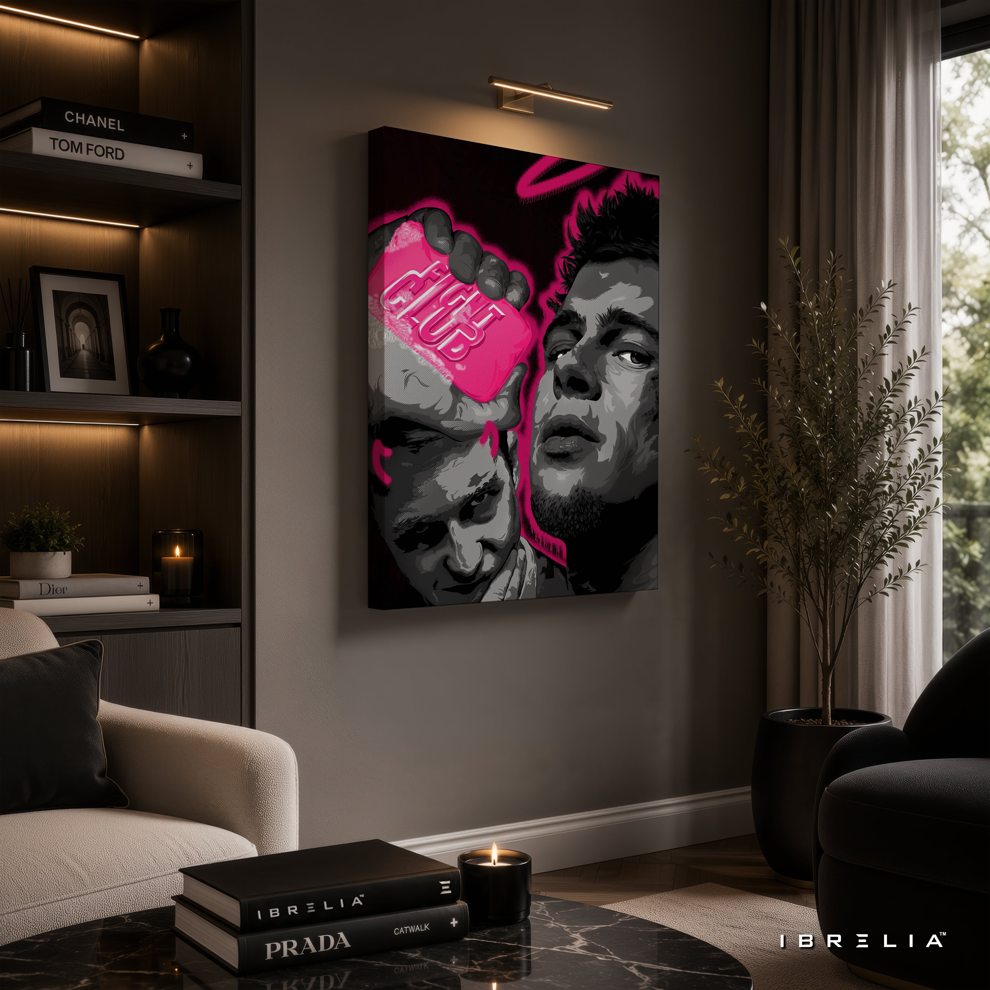 Fight Club Pink Soap Premium Canvas Wall Art – Tyler Durden & The Narrator Movie Artwork | Cult Classic Canvas Decor | IBRELIA™