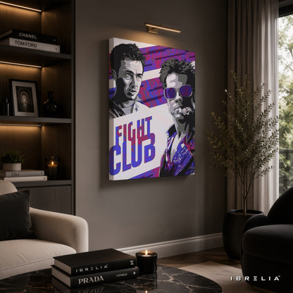 Fight Club Premium Canvas Wall Art – Tyler Durden & The Narrator Movie Artwork | Cult Classic Cinema Decor | IBRELIA™