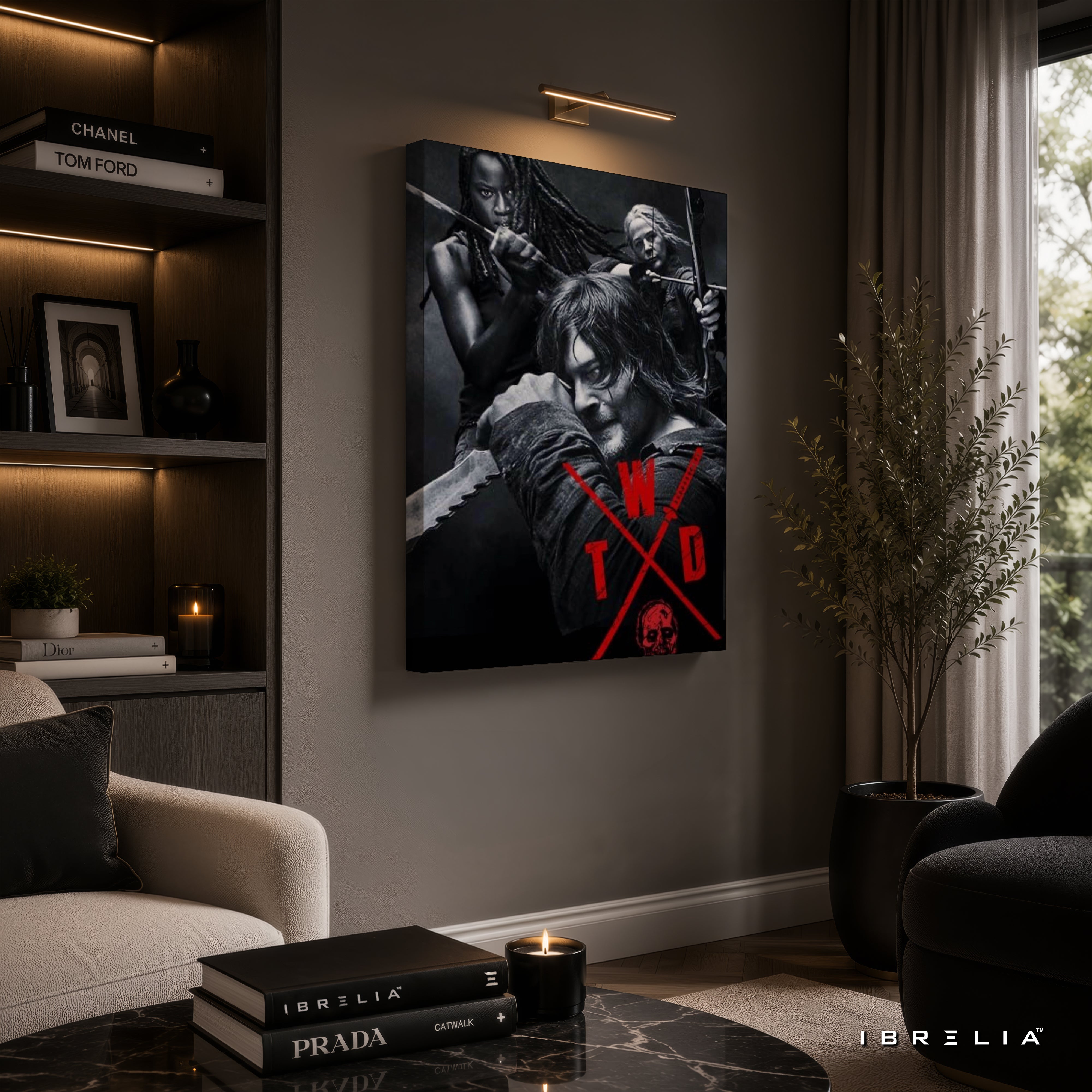 The Walking Dead Premium Wall Art – Daryl Dixon, Michonne & Carol 4K Wrapped MDF Frame | IBRELIA™