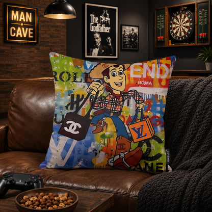 Woody Luxury Cowboy Pop Art Cushion | Premium Velvet Suede | Double-Sided Print