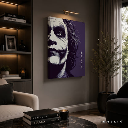 The Dark Knight Joker Wall Art – Heath Ledger Minimalist Premium Wrapped MDF Wall Decor | IBRELIA™