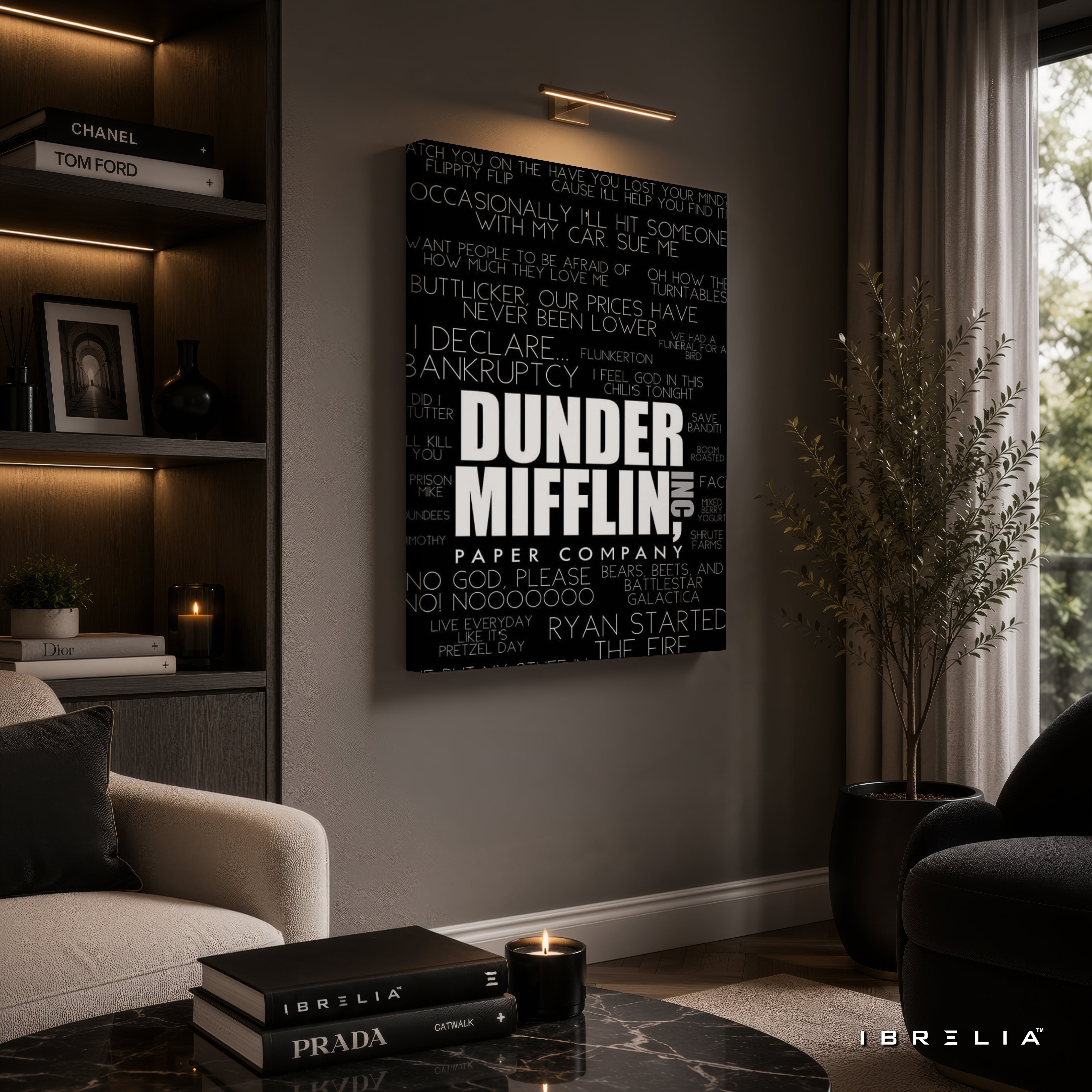 The Office Dunder Mifflin Typography Wall Art – Iconic Quotes & Minimalist TV Series Decor 4K Wrapped MDF Frame | IBRELIA™