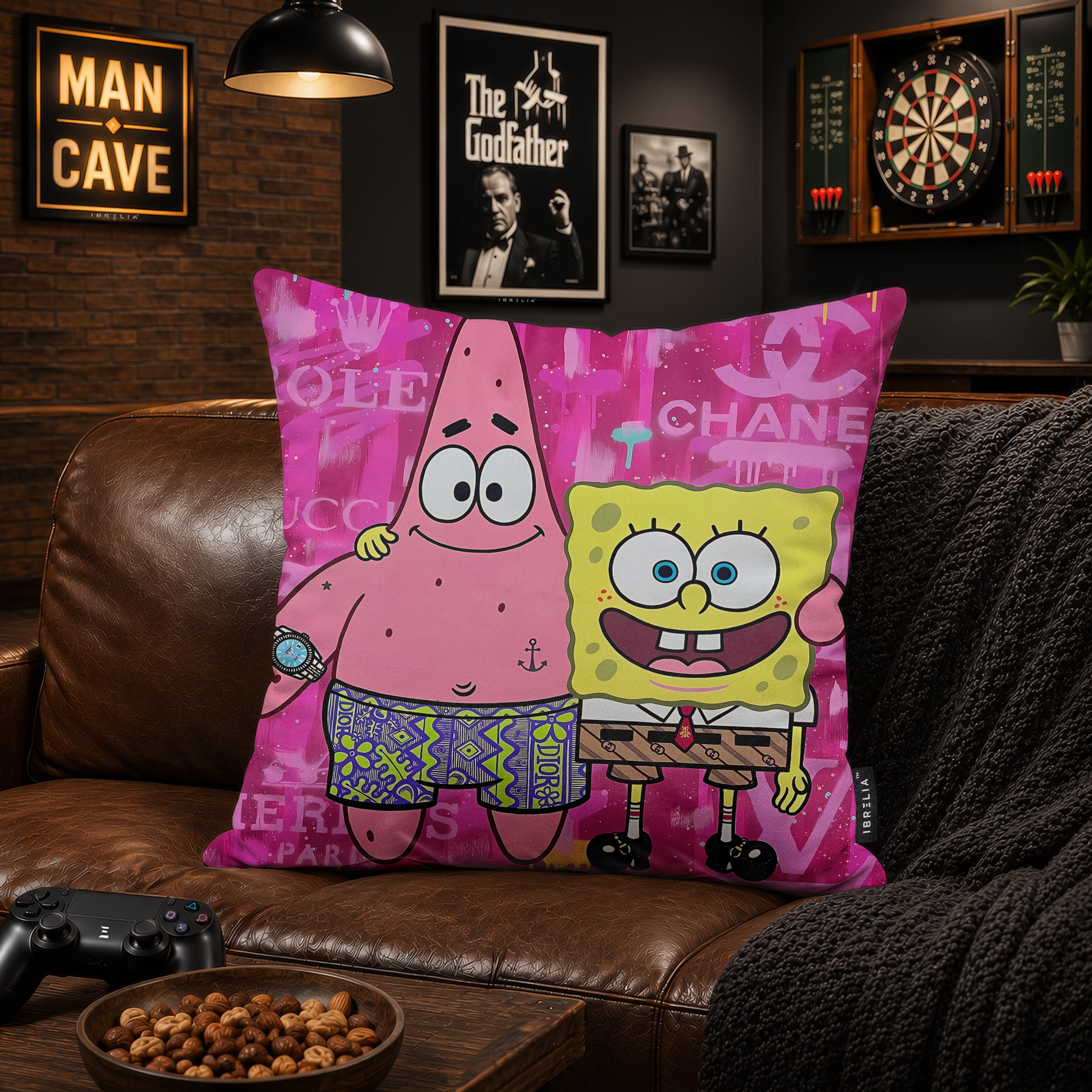 SpongeBob & Patrick Luxury Best Friends Pop Art Cushion | Premium Velvet Suede | Double-Sided Print