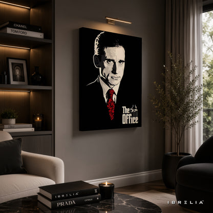 The Office Michael Scott "The Godfather" Wall Art – Minimalist Mafia Style Portrait 4K Wrapped MDF Frame | IBRELIA™