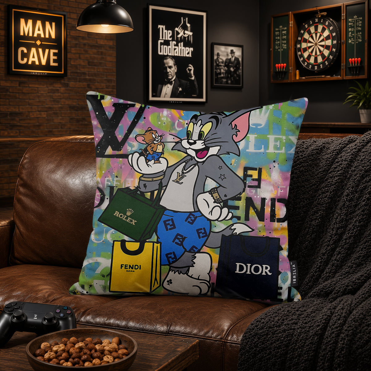 Tom & Jerry Luxury Shopping Fashion Pop Art Cushion | Premium Velvet Suede | Double-Sided Print