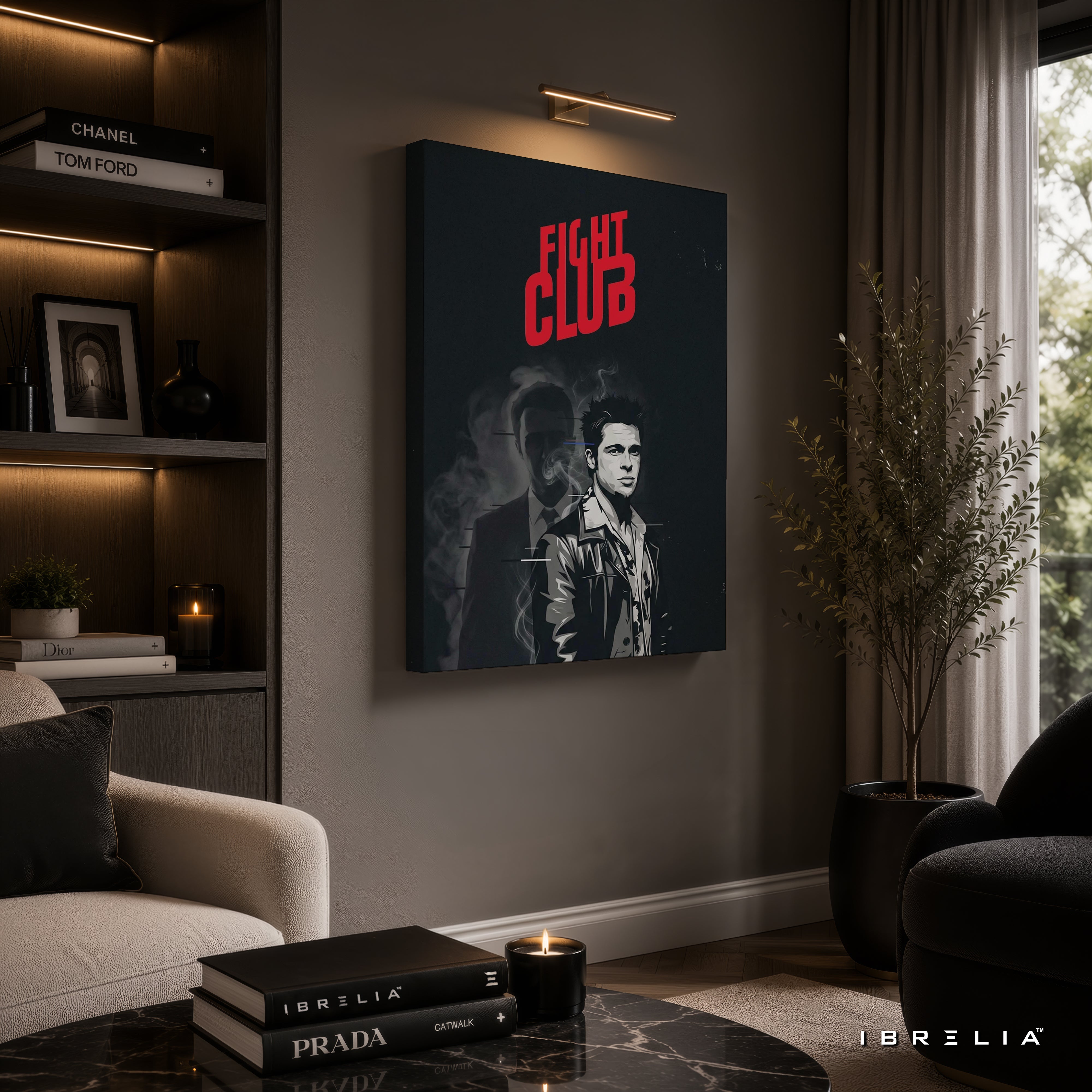 Fight Club Premium Canvas Wall Art – Tyler Durden Minimalist Movie Artwork | Cult Classic Cinema Decor | IBRELIA™