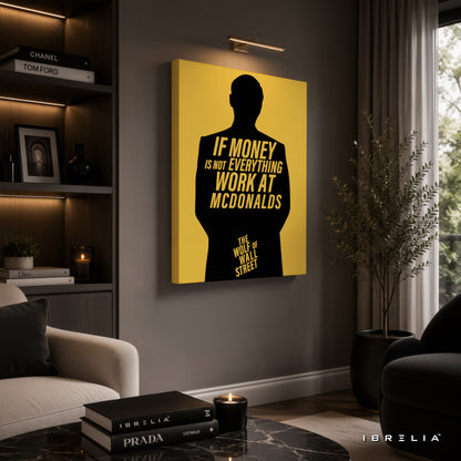 The Wolf of Wall Street "If Money Is Not Everything, Work at McDonald's" Quote Premium Canvas Wall Art – Motivational Office Decor | IBRELIA™