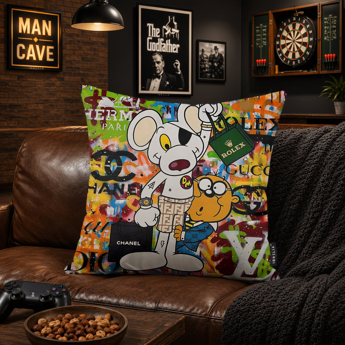 Danger Mouse & Penfold Luxury Pop Art Cushion | Premium Velvet Suede | Double-Sided Print
