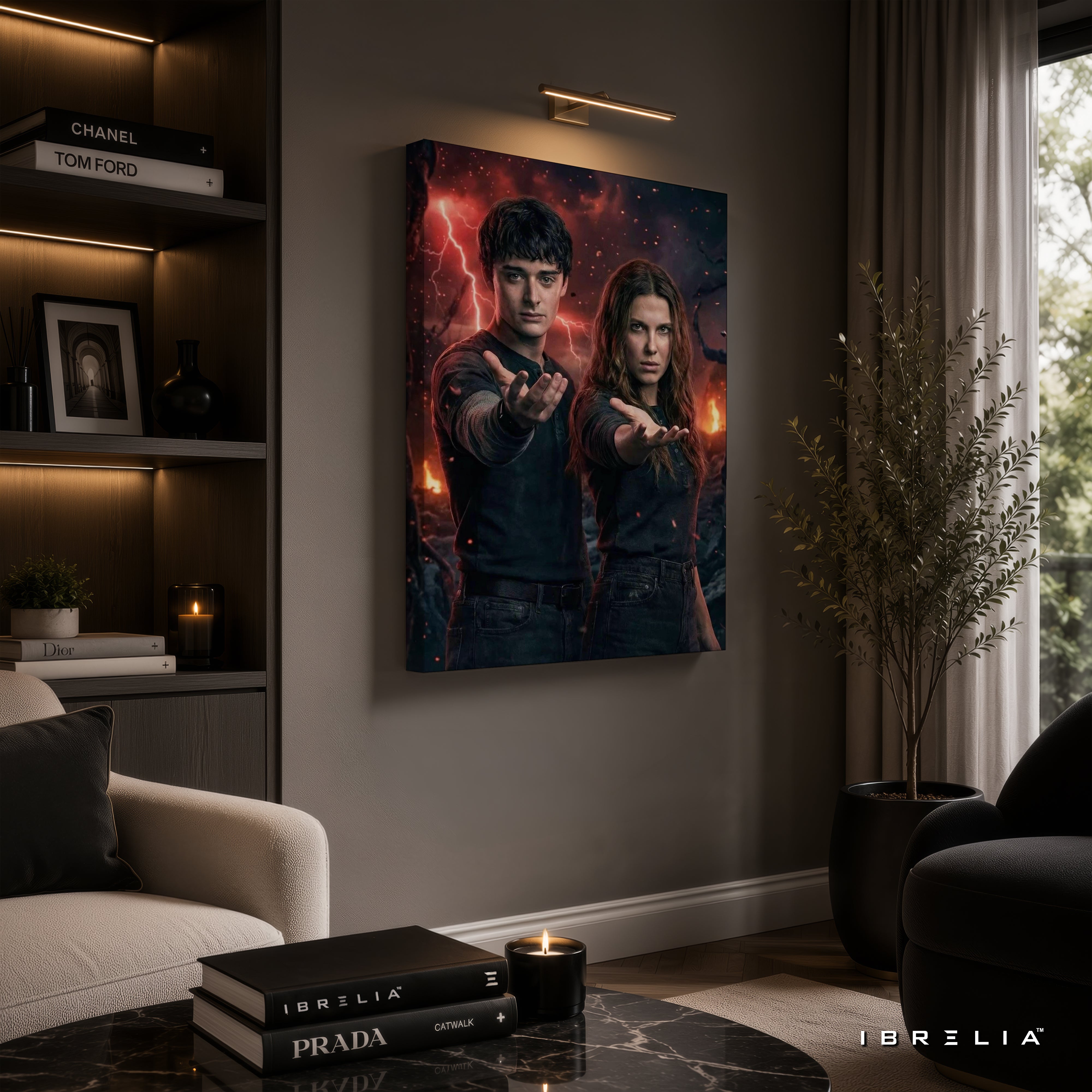 Stranger Things Eleven & Will Premium Canvas Wall Art – Netflix Hawkins Supernatural Artwork | Sci-Fi TV Series Canvas Decor | IBRELIA™