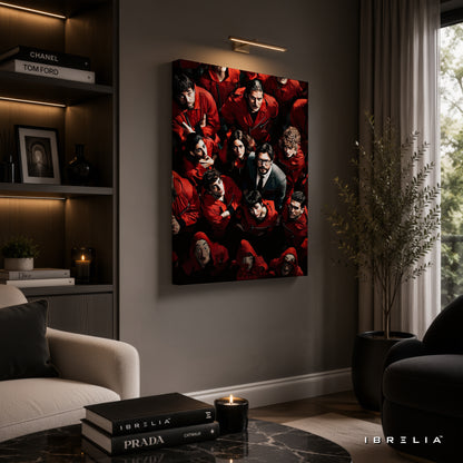 Money Heist Team Premium Wall Art – La Casa de Papel Crew 4K Wrapped MDF Frame | IBRELIA™