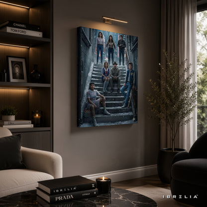 Stranger Things Hawkins Heroes Premium Canvas Wall Art – Netflix Ensemble Cast Artwork | Sci-Fi TV Series Canvas Decor | IBRELIA™