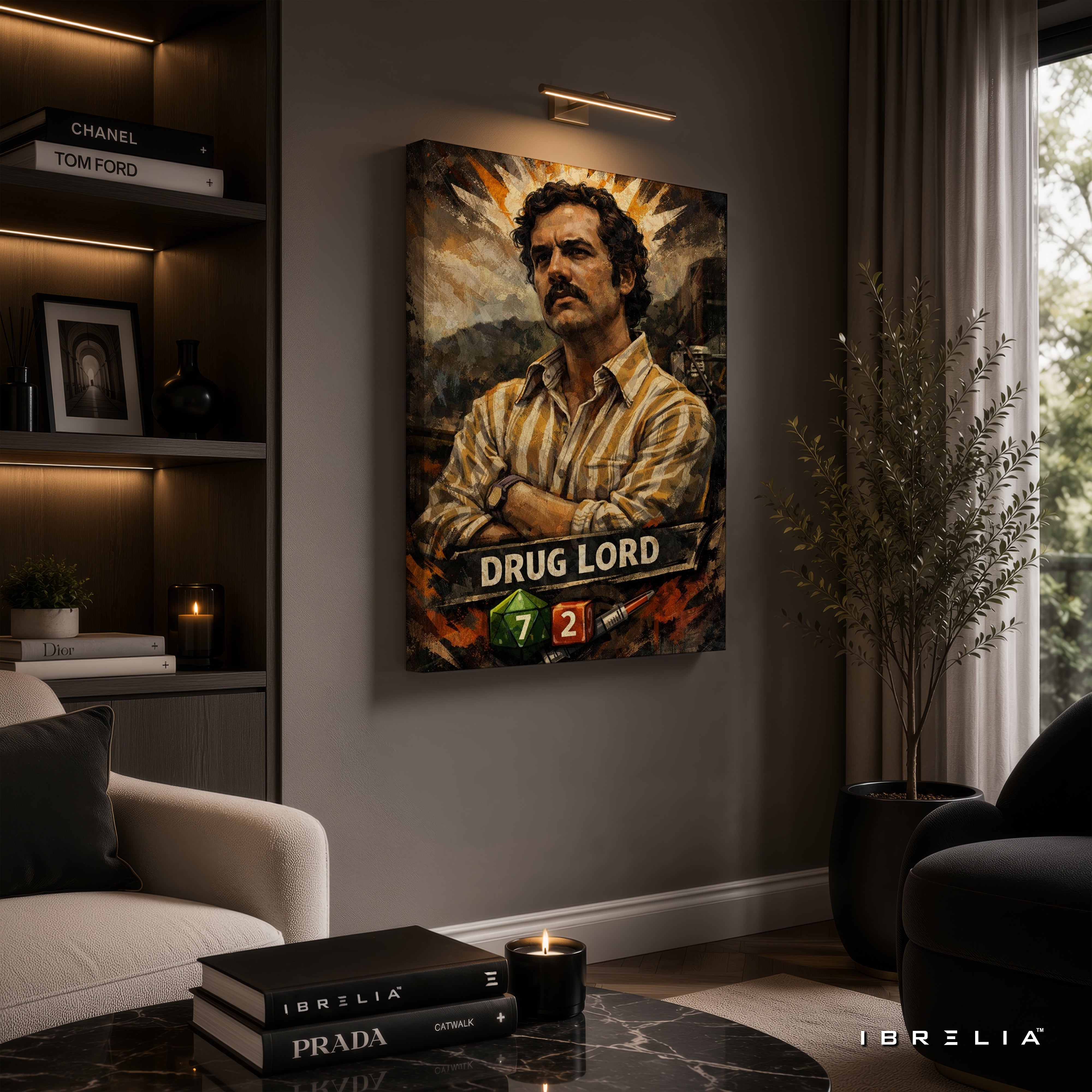 Pablo Escobar "Drug Lord" Premium Wall Art – Narcos Inspired Vintage Portrait 4K Wrapped MDF Frame | IBRELIA™