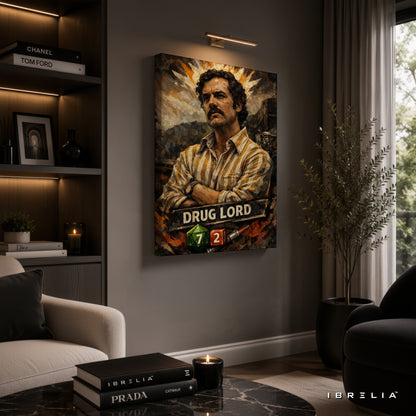 Pablo Escobar "Drug Lord" Premium Wall Art – Narcos Inspired Vintage Portrait 4K Wrapped MDF Frame | IBRELIA™