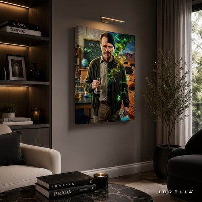 Breaking Bad Walter White Chemistry Canvas Wall Art – Heisenberg Split Portrait Canvas Print | Breaking Bad Wall Decor | IBRELIA™