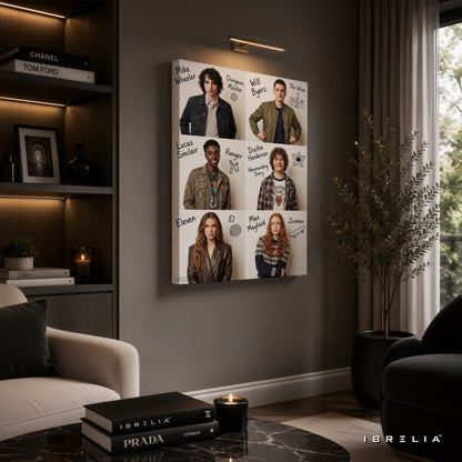 Stranger Things Character Collage Premium Canvas Wall Art – Eleven, Mike, Will, Dustin, Lucas & Max | Netflix TV Series Canvas Decor | IBRELIA™