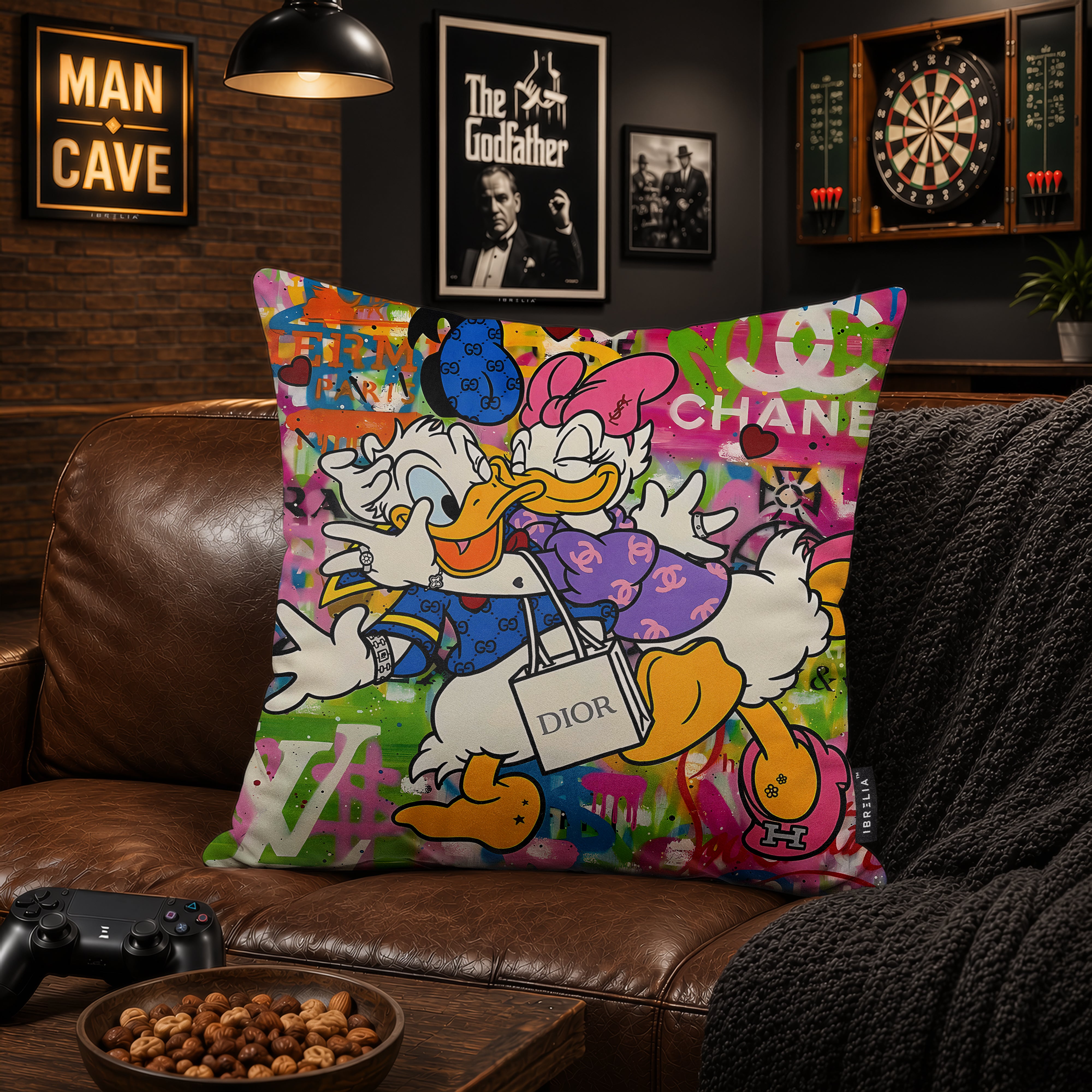 Donald & Daisy Duck Luxury Love Pop Art Cushion | Premium Velvet Suede | Double-Sided Print