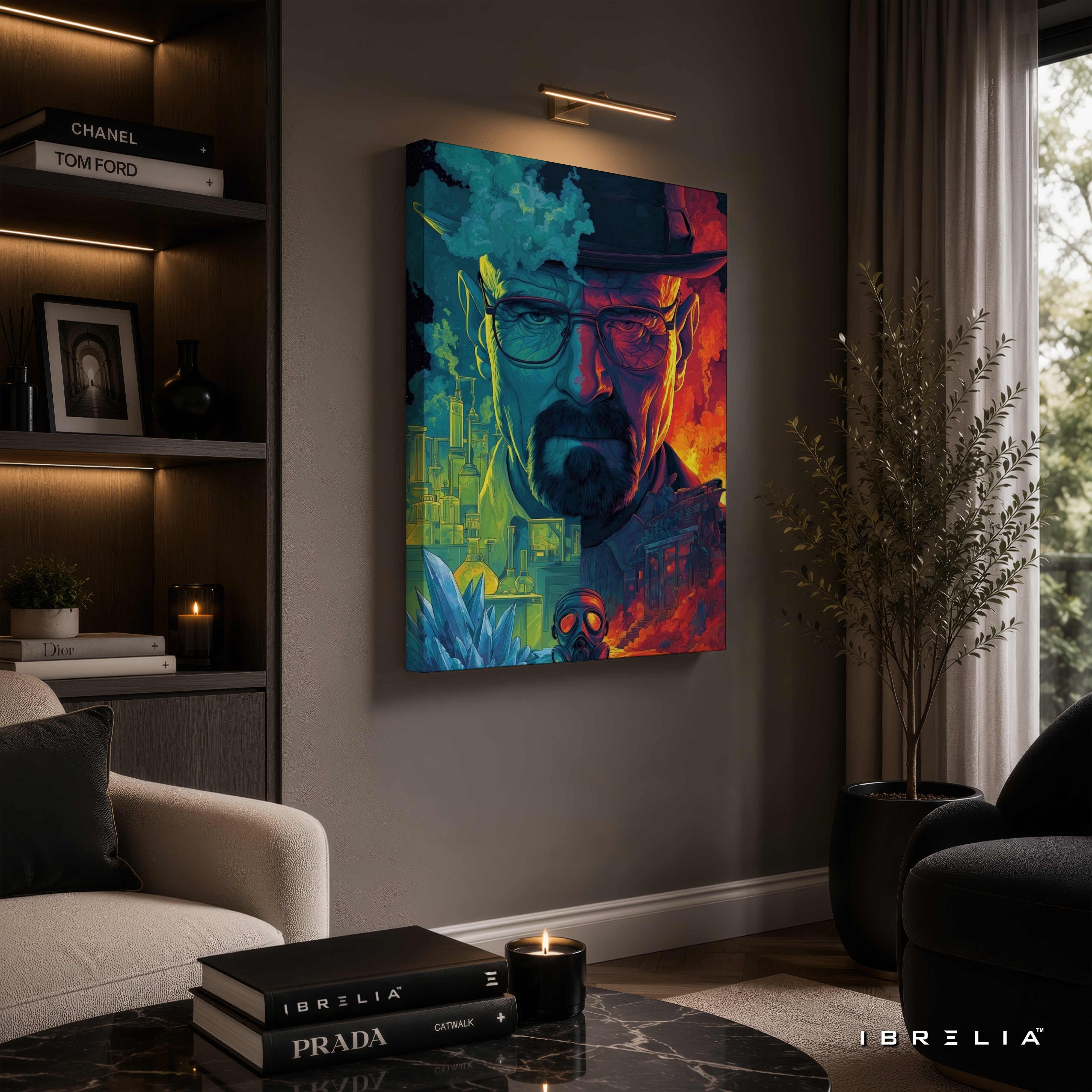 Breaking Bad Heisenberg Neon Canvas Wall Art – Walter White Crystal Lab Canvas Print | Breaking Bad Wall Decor | IBRELIA™
