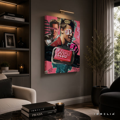 Fight Club Soap Poster Premium Canvas Wall Art – Tyler Durden Vintage Movie Collage Artwork | Cult Classic Canvas Decor | IBRELIA™