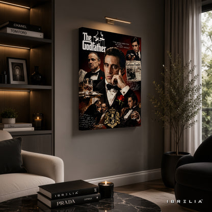 The Godfather Premium Canvas Wall Art – Corleone Family Movie Collage Poster | Mafia Film Decor | IBRELIA™