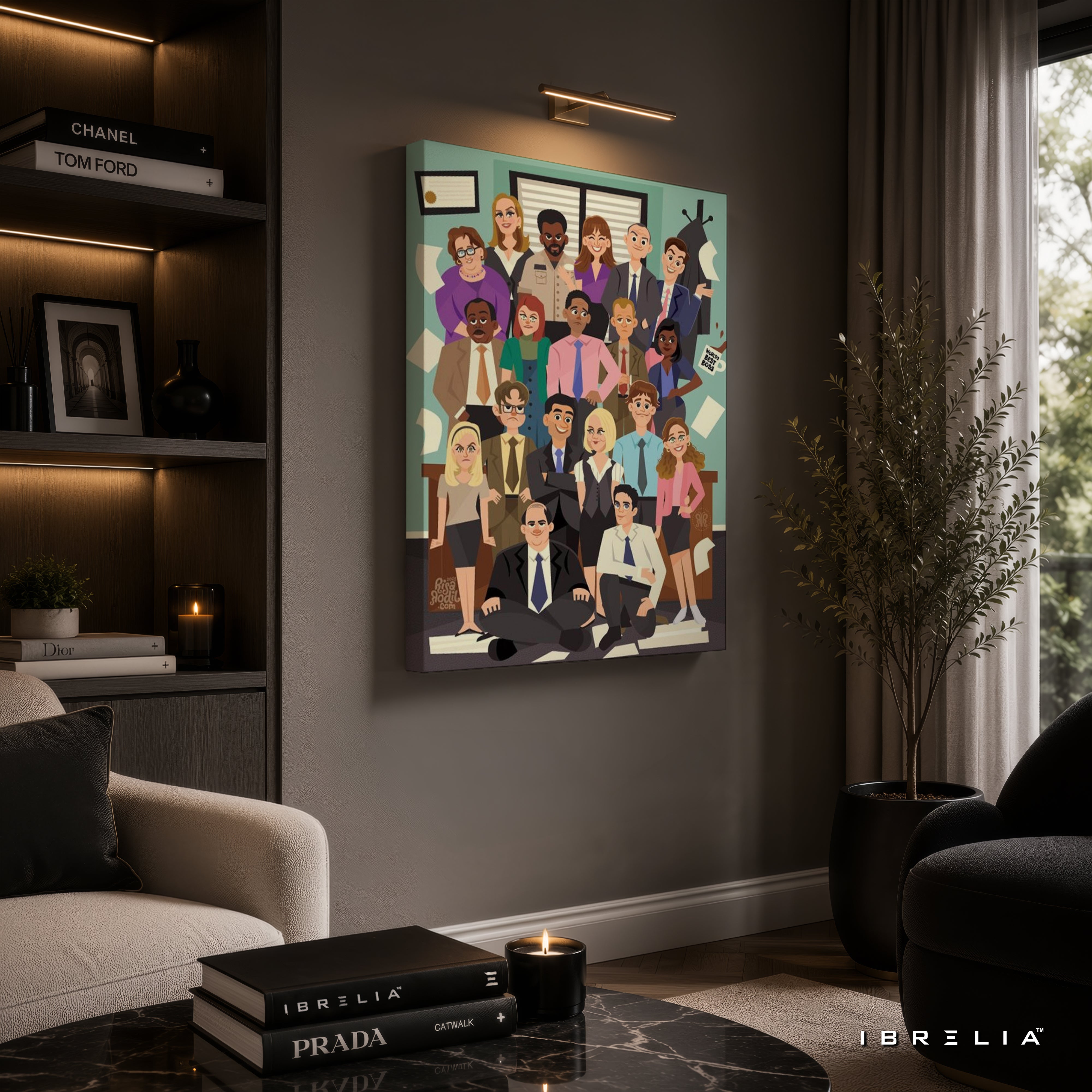 The Office Cartoon Cast Premium Wall Art – Dunder Mifflin Illustrated Character Collection 4K Wrapped MDF Frame | IBRELIA™