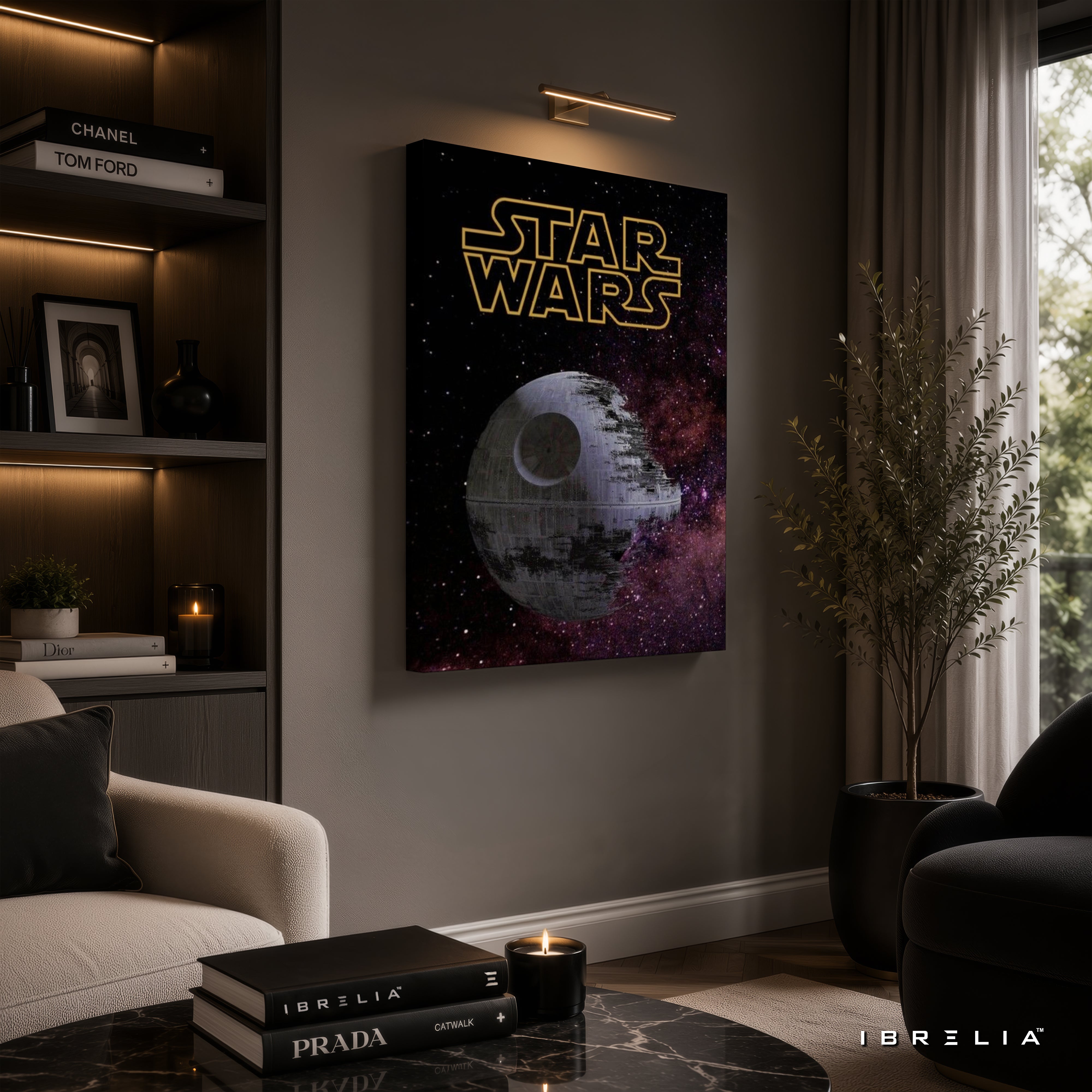 Star Wars Death Star Premium Canvas Wall Art – Galactic Space Movie Poster | Sci-Fi Home Decor | IBRELIA™