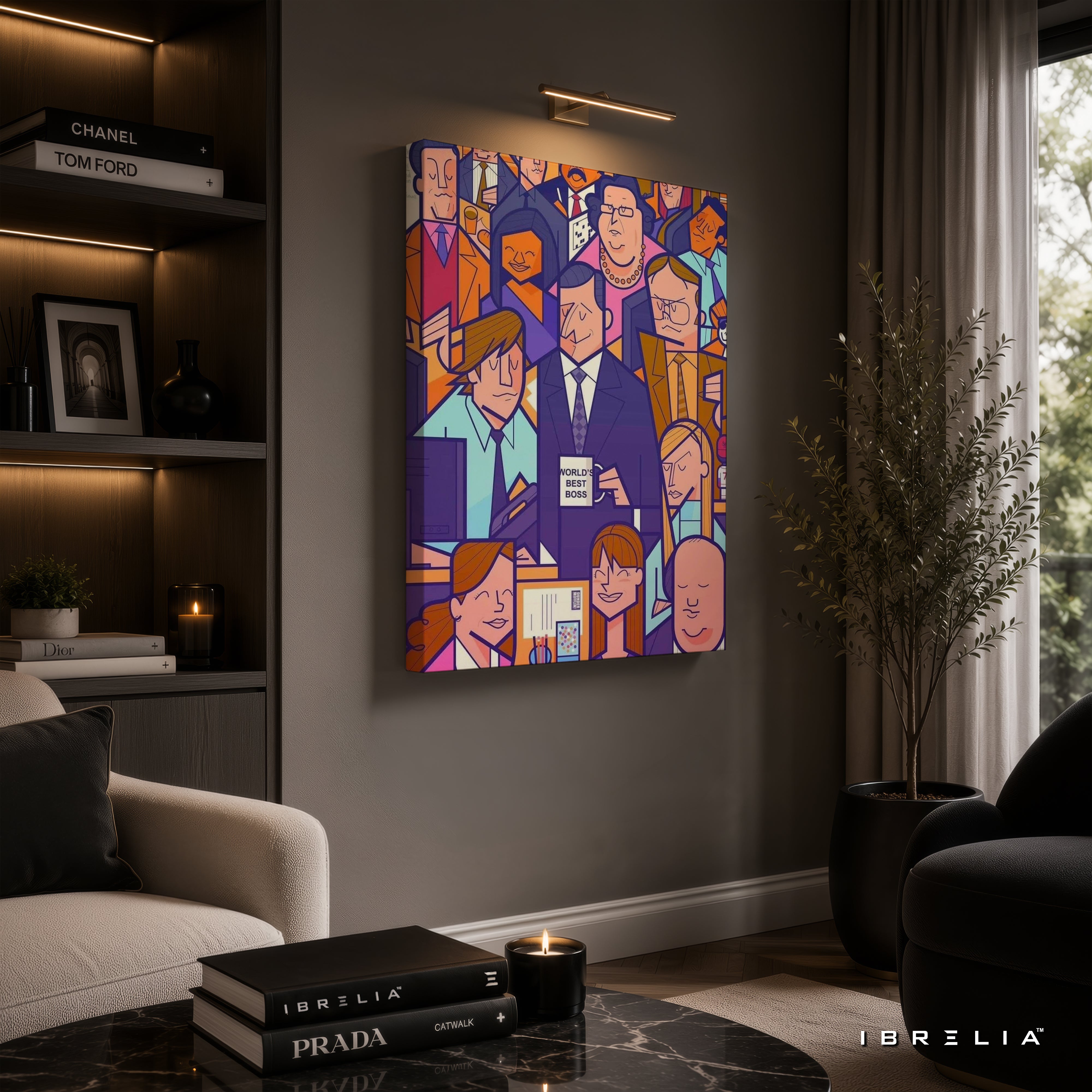 The Office Geometric Character Wall Art – Modern Abstract Dunder Mifflin Art 4K Wrapped MDF Frame | IBRELIA™