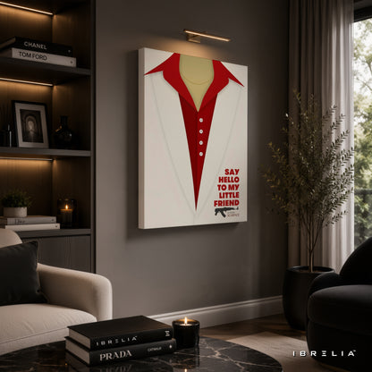 Scarface Minimalist Movie Wall Art – Say Hello To My Little Friend Premium Wrapped MDF Wall Decor | IBRELIA™