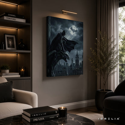 The Dark Knight Batman Gotham City Wall Art – Moonlight Vigil Premium Wrapped MDF Wall Decor | IBRELIA™