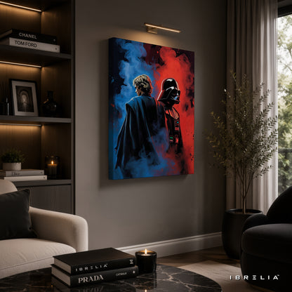Luke Skywalker & Darth Vader Premium Canvas Wall Art – Light vs Dark Star Wars Artwork | Sci-Fi Movie Decor | IBRELIA™