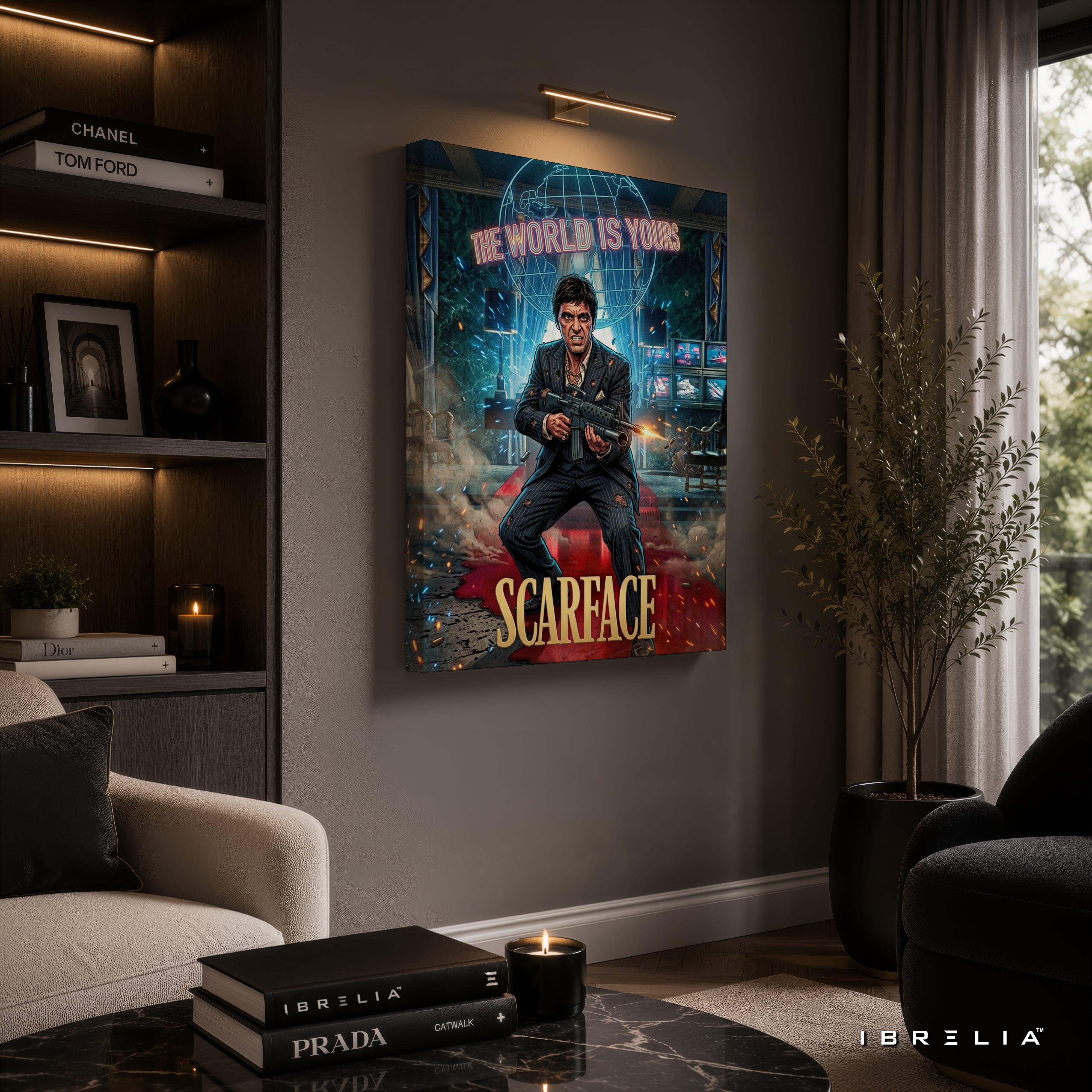 Scarface Movie Wall Art – Tony Montana "The World Is Yours" Action Premium Wrapped MDF Wall Decor | IBRELIA™