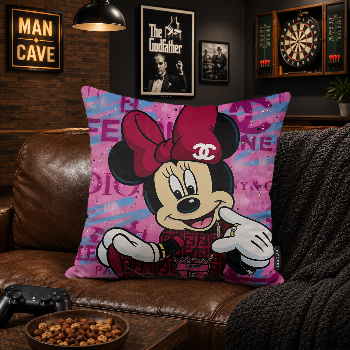 Minnie Mouse Luxury Streetwear Pop Art Cushion | Premium Velvet Suede | Double-Sided Print