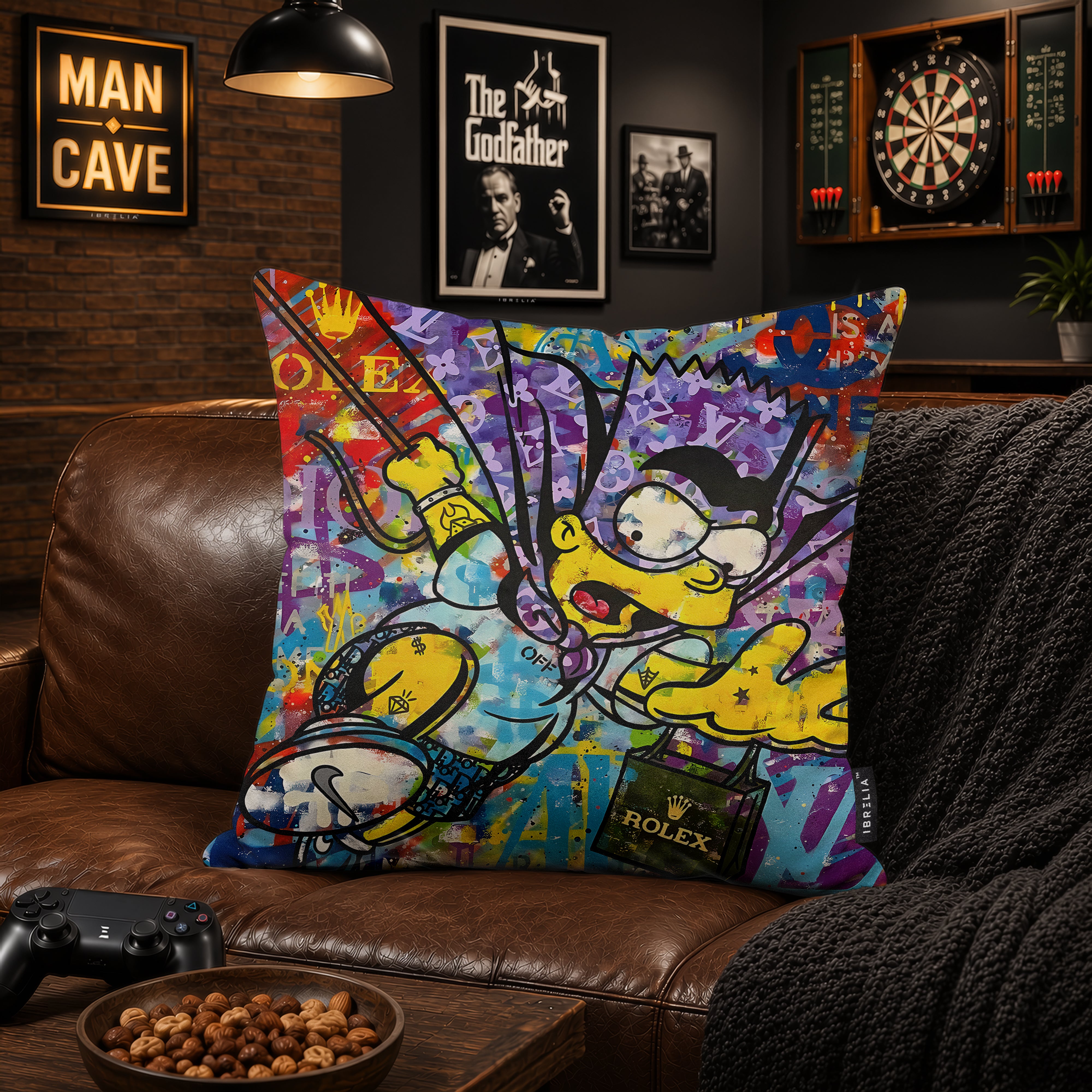 Bart Simpson Luxury Shopping Pop Art Cushion | Premium Velvet Suede | Double-Sided Print