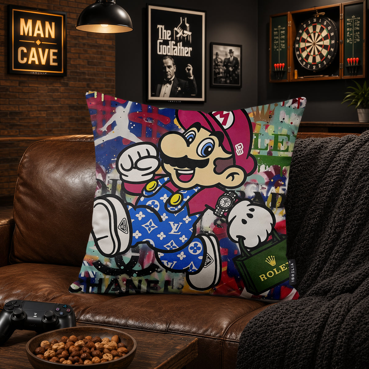Super Mario Luxury Shopping Pop Art Cushion | Premium Velvet Suede | Double-Sided Print