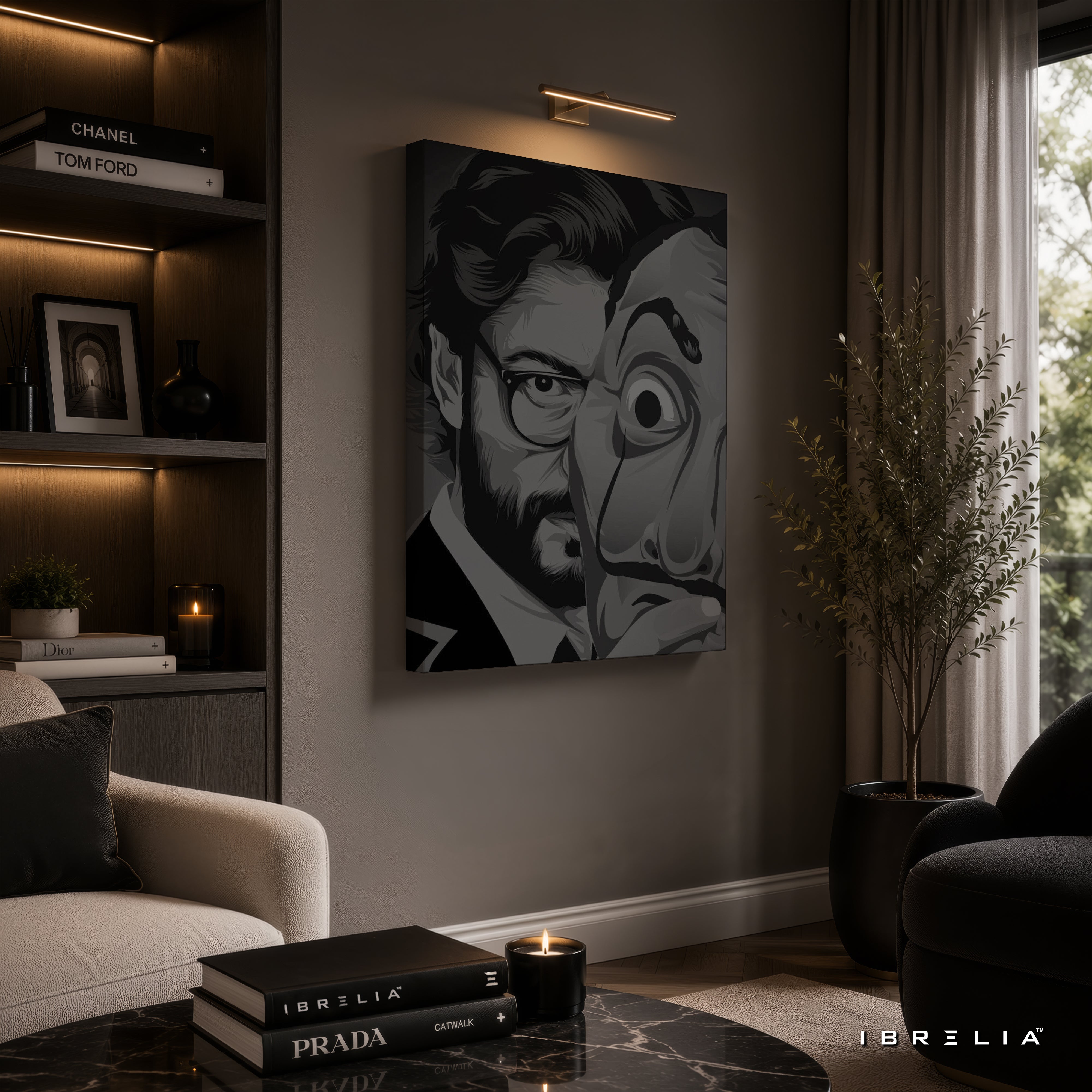 The Professor & Dali Mask Premium Wall Art – Money Heist La Casa de Papel 4K Wrapped MDF Frame | IBRELIA™