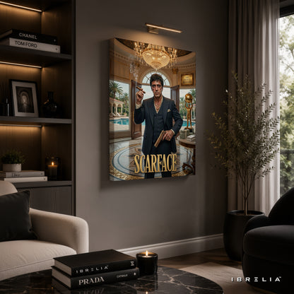 Scarface Movie Wall Art – Tony Montana Luxury Mansion Premium Wrapped MDF Wall Decor | IBRELIA™