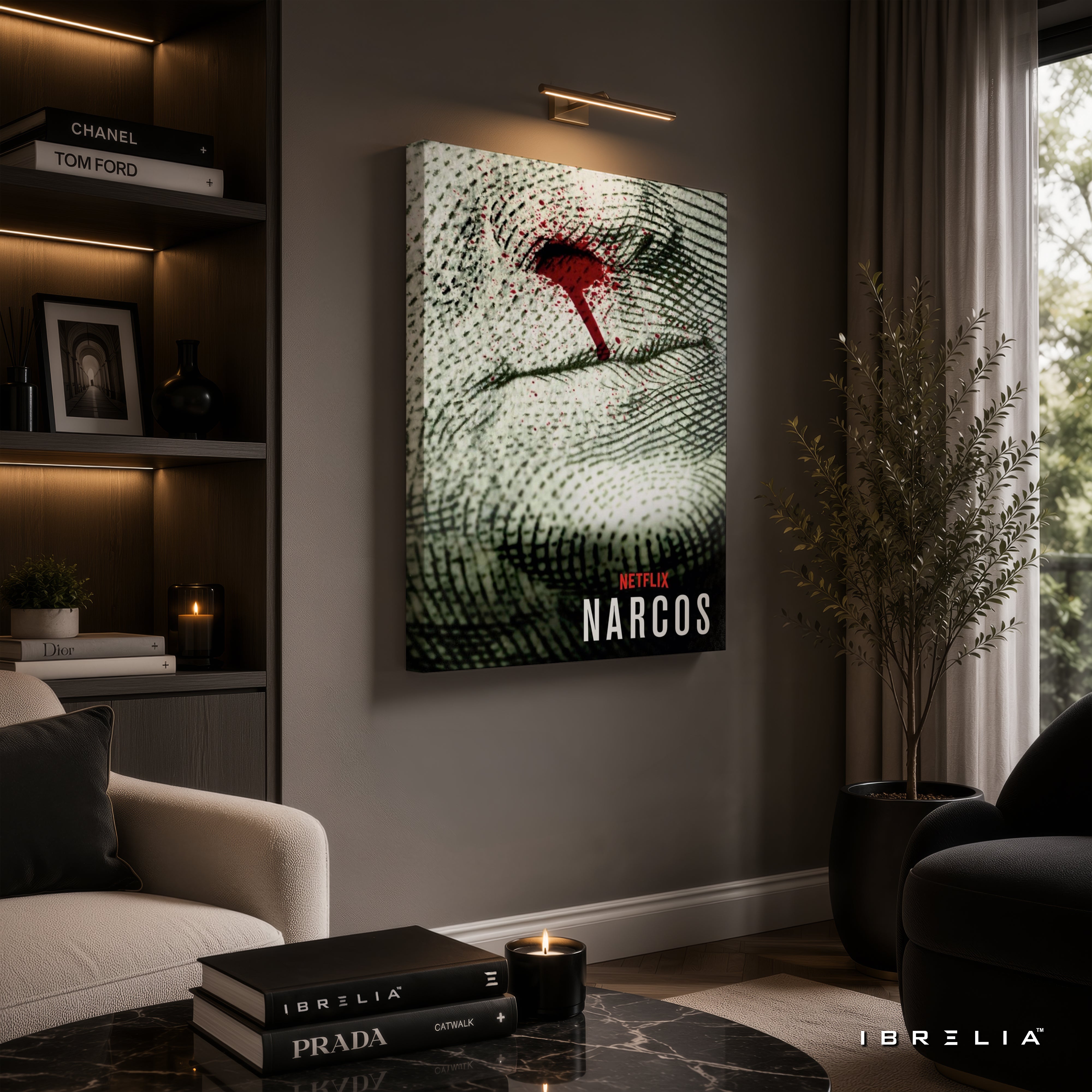 Narcos Fingerprint Premium Wall Art – Netflix Inspired Crime Series 4K Wrapped MDF Frame | IBRELIA™