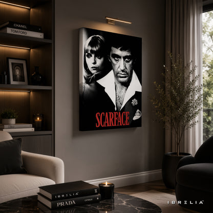 Scarface Movie Wall Art – Tony Montana Vintage Black & White Premium Wrapped MDF Wall Decor | IBRELIA™