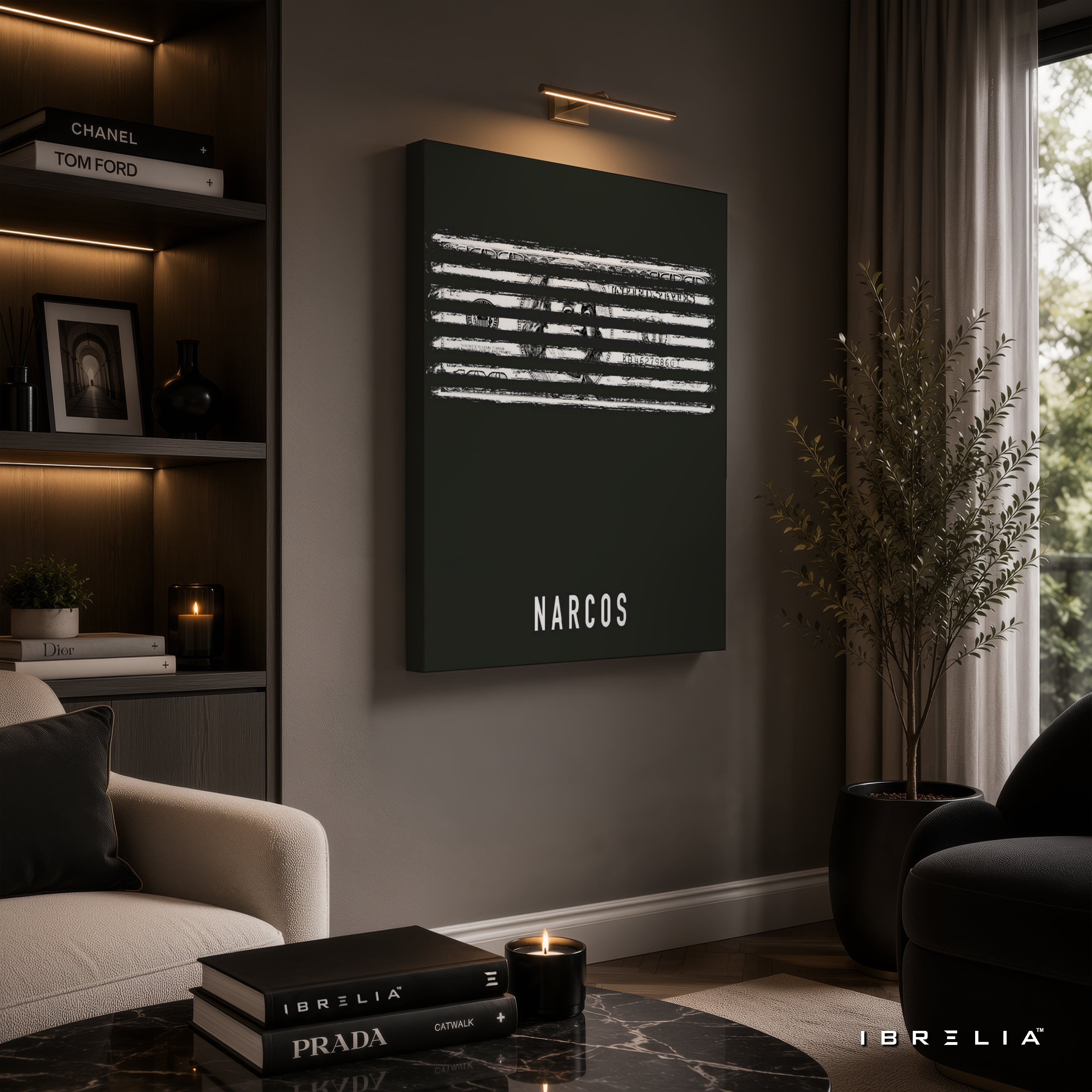 Narcos Money Lines Premium Wall Art – Netflix Minimalist Crime Series 4K Wrapped MDF Frame | IBRELIA™