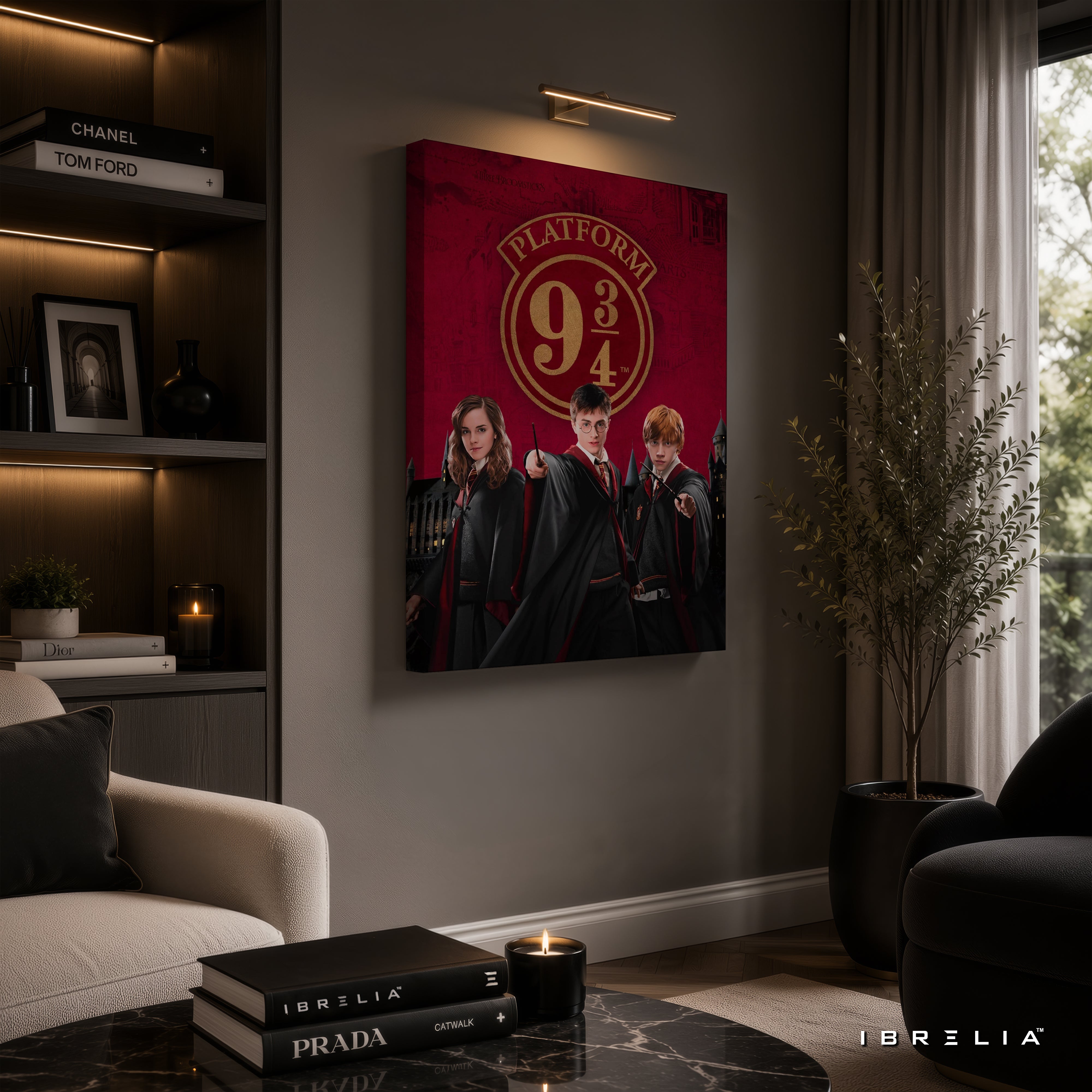 Harry Potter Platform 9¾ Golden Trio Wall Art – Premium Wrapped MDF Wall Decor | IBRELIA™