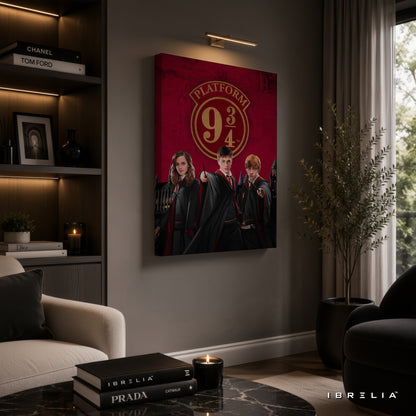 Harry Potter Platform 9¾ Golden Trio Wall Art – Premium Wrapped MDF Wall Decor | IBRELIA™