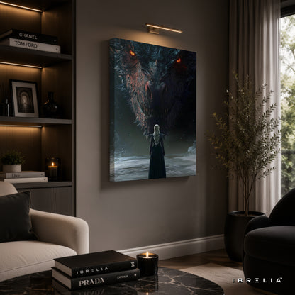 Daenerys Targaryen & Drogon Premium Wall Art – Game of Thrones 4K Wrapped MDF Frame | IBRELIA™