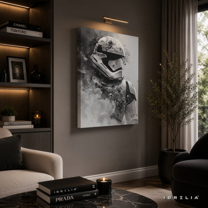 Stormtrooper Premium Canvas Wall Art – Star Wars Black & White Poster | First Order Sci-Fi Decor | IBRELIA™