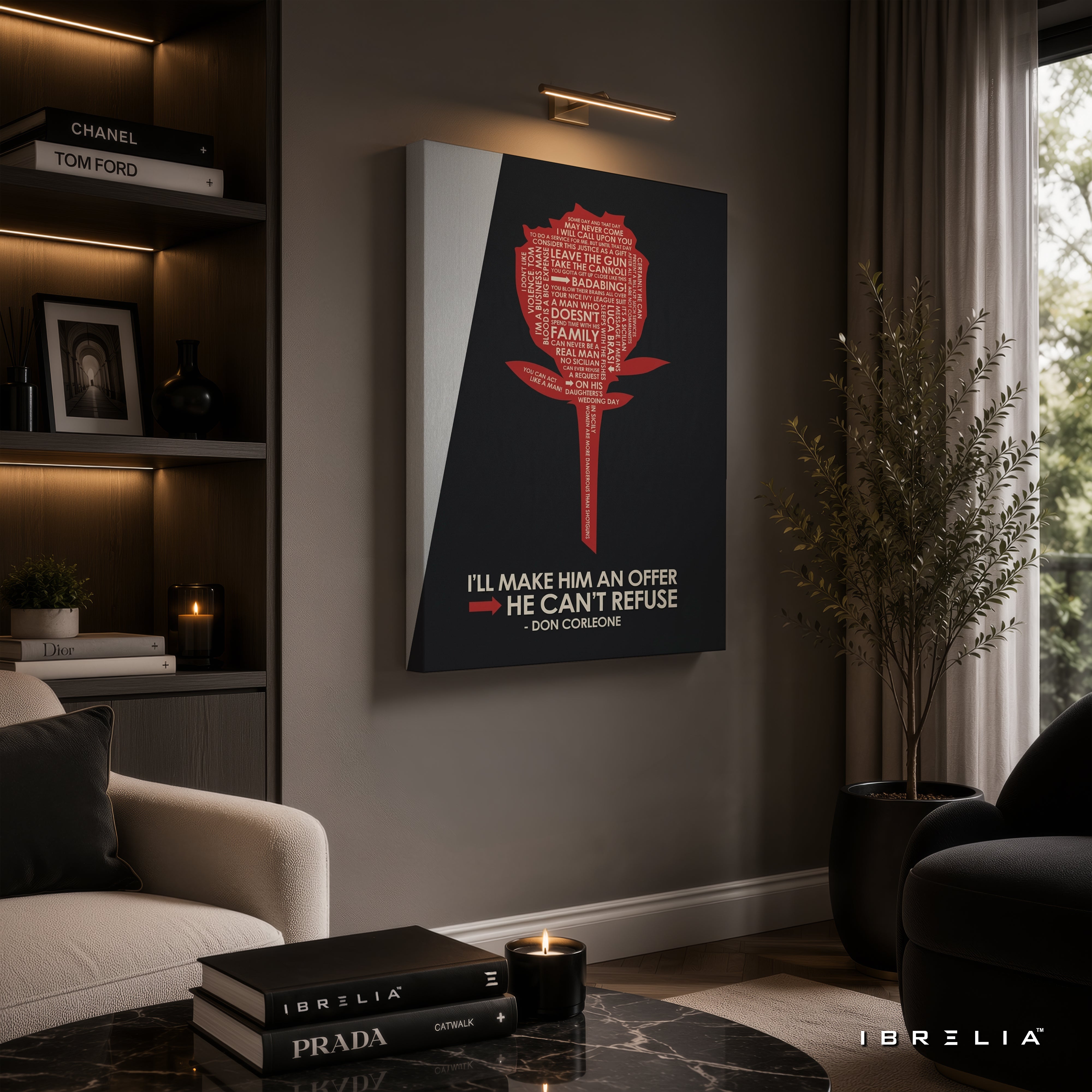 The Godfather Quote Wall Art – Don Corleone "I'll Make Him An Offer He Can't Refuse" Premium Movie Wall Decor | IBRELIA™