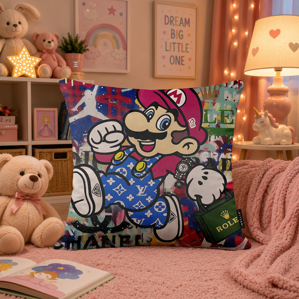 Super Mario Luxury Shopping Pop Art Cushion | Premium Velvet Suede | Double-Sided Print
