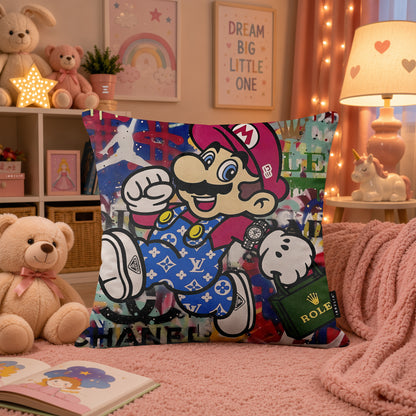 Super Mario Luxury Shopping Pop Art Cushion | Premium Velvet Suede | Double-Sided Print