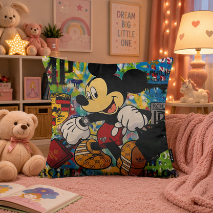Mickey Mouse Luxury Streetwear Pop Art Cushion | Premium Velvet Suede | Double-Sided Print
