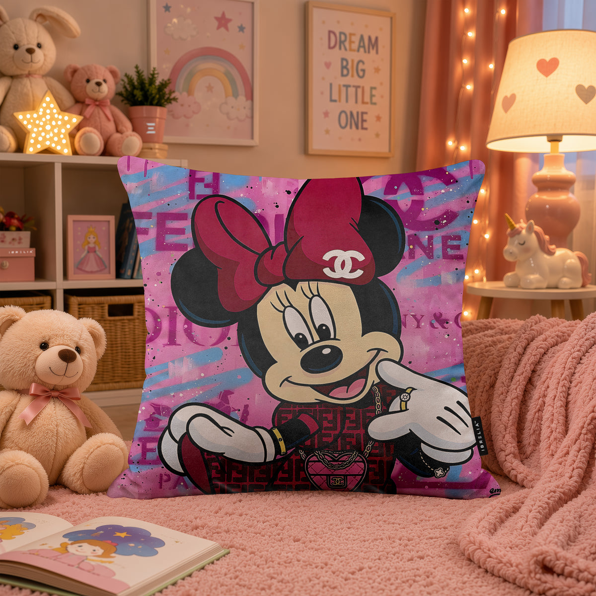 Minnie Mouse Luxury Streetwear Pop Art Cushion | Premium Velvet Suede | Double-Sided Print