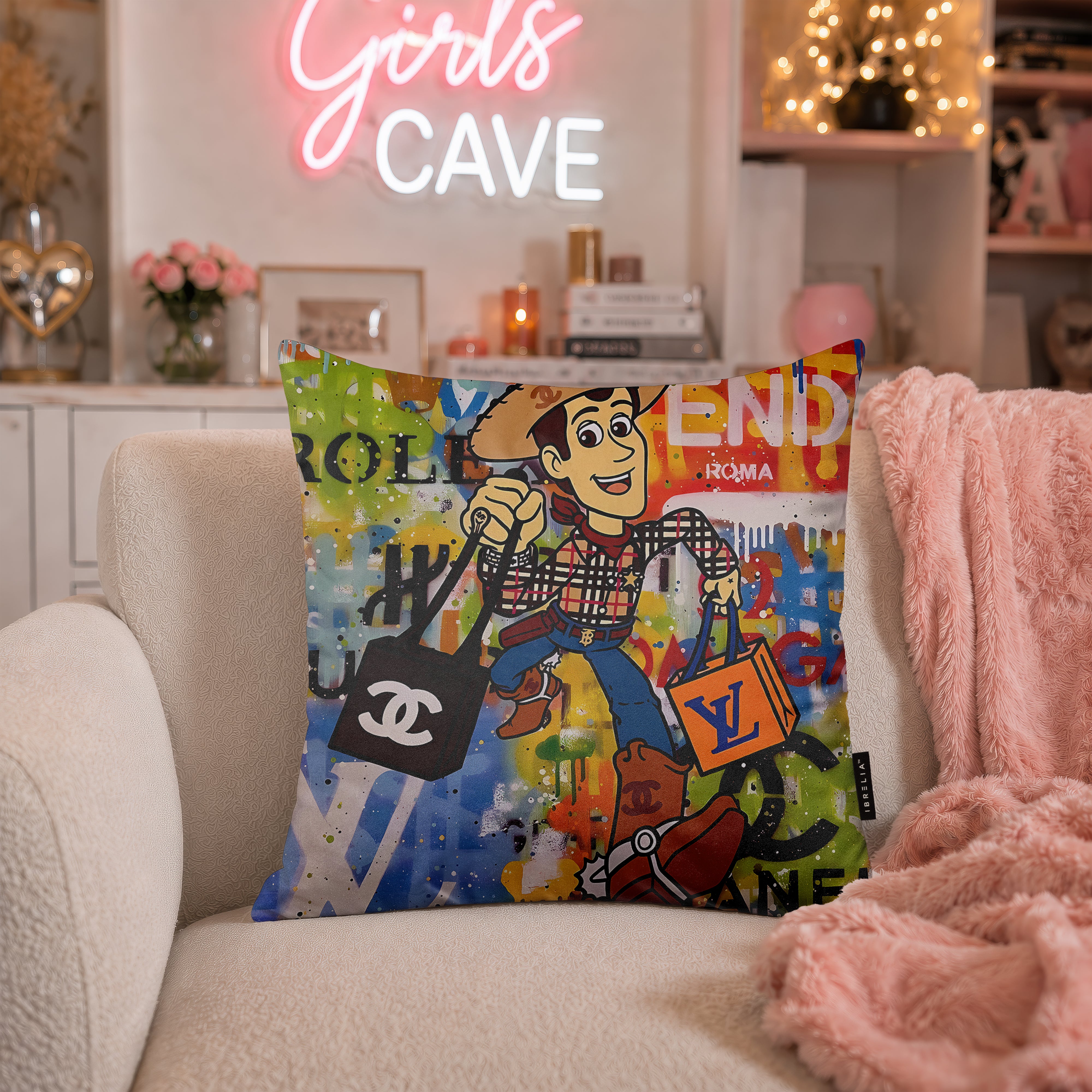 Woody Luxury Cowboy Pop Art Cushion | Premium Velvet Suede | Double-Sided Print